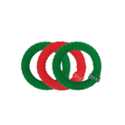 Teleties Jolly & Bright Small Nylon Hair Ties, two green and one red, out of the package