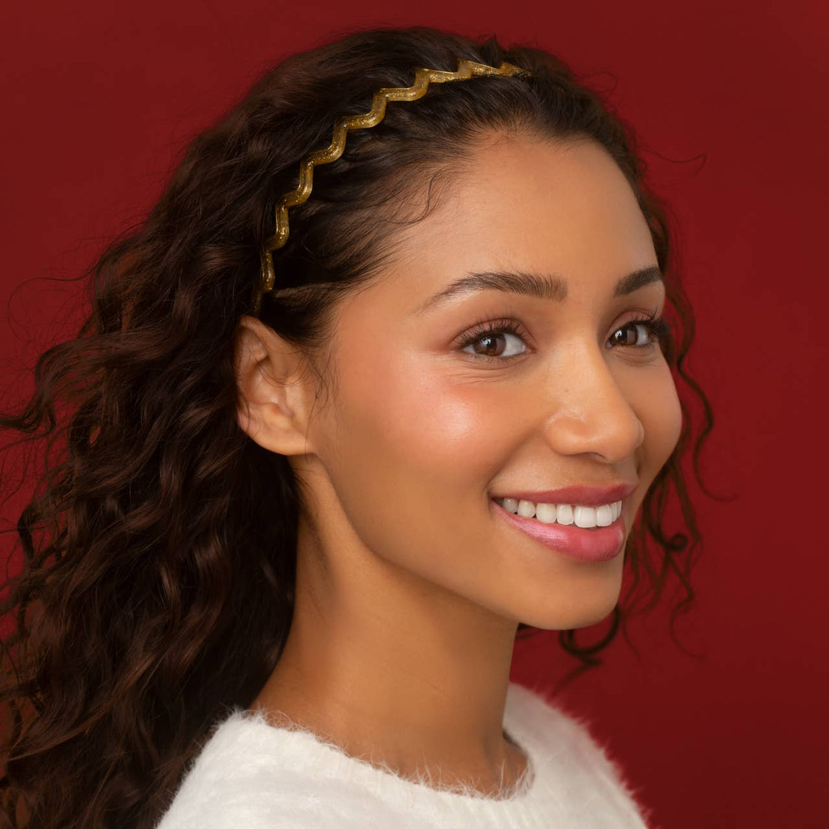 Recycled Plastic Zigzag Headbands 2pc Set - Gold and Red