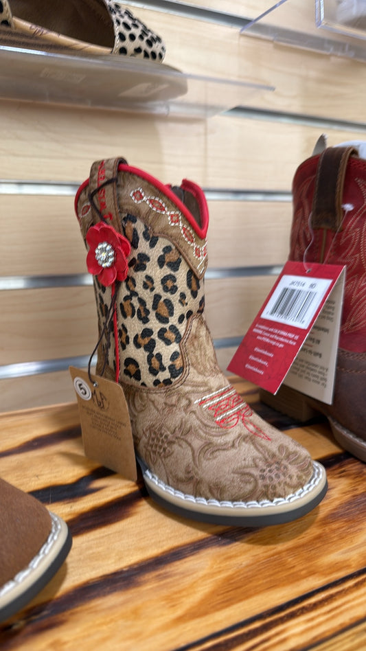 Toddler Avery Tan Leopard Twister Zip Up Boots