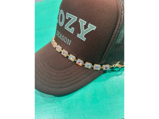 Large Rhinestone Studded Trucker Hat Chain
