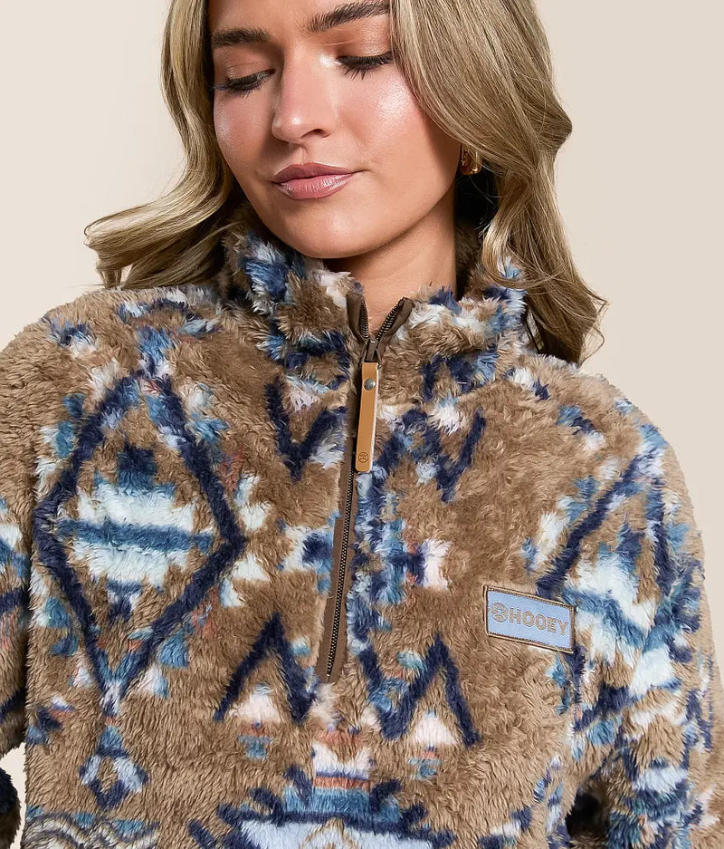 Hooey Brown With Multi Color Aztec Telluride Fleece Pullover