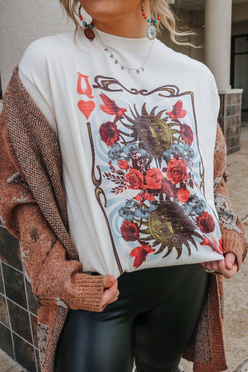 Queen of Hearts White Tee