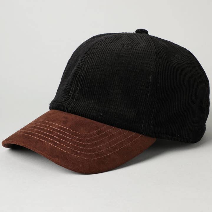 Black & Brown 2 Tone Corduroy Suede Hat