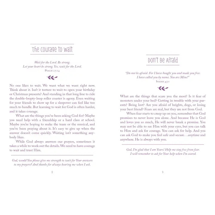 How God Grows a Courageous Girl devotional, sample inside pages