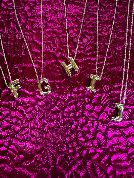 Silver Initial Bubble Necklace G