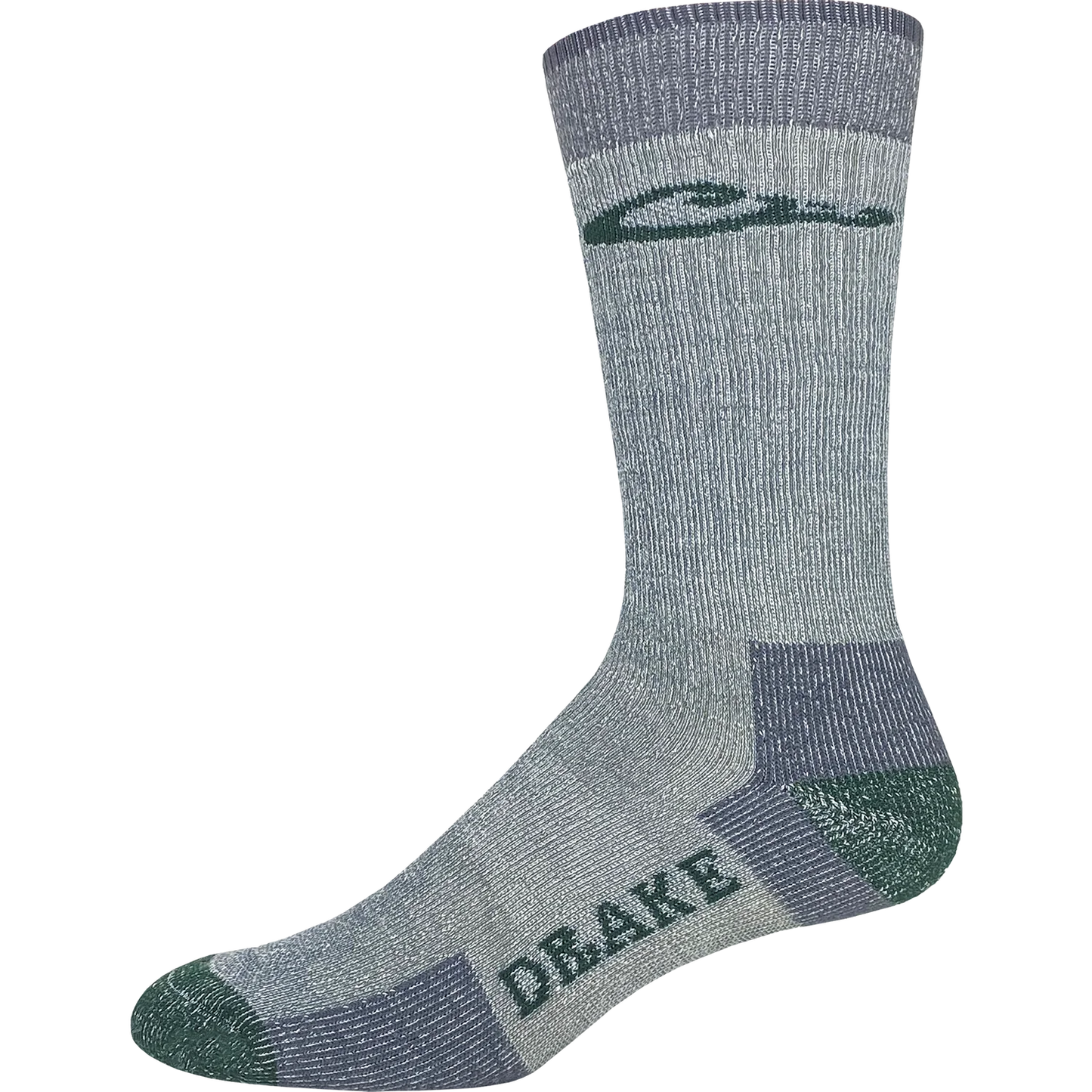 Drake Men's Grey Green Medium Weight Merino Wool Crew Socks