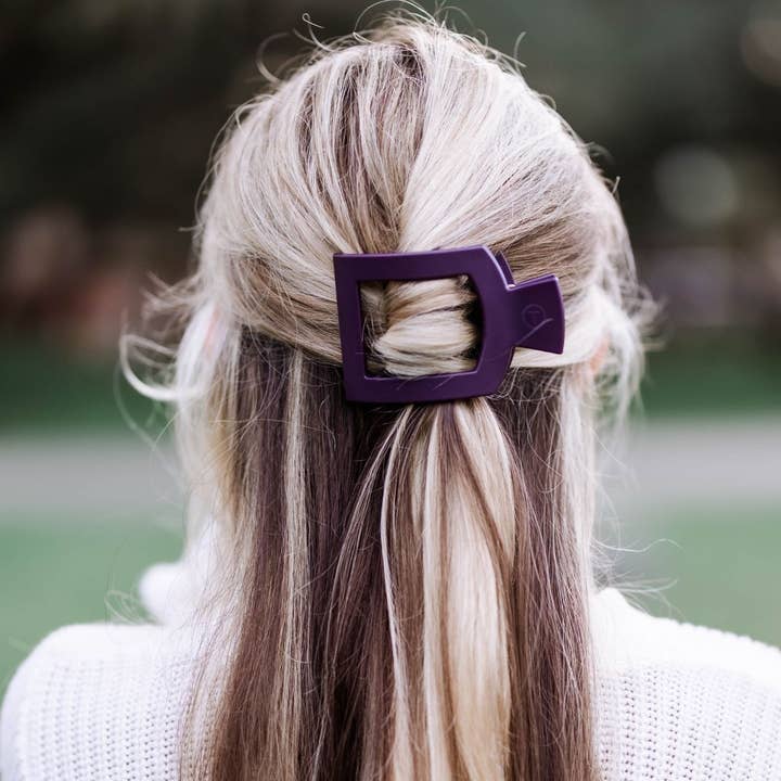 Square Medium Flat Hair Clip- Burgundy Bliss