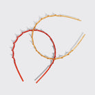 Recycled Plastic Zigzag Headbands 2pc Set - Gold and Red