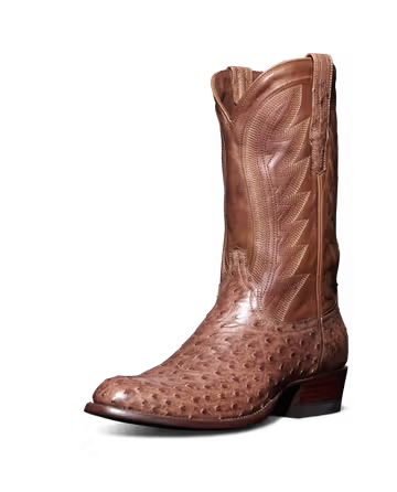 Tecovas cowboy boots in brown leather ostrich – handmade western boots for men