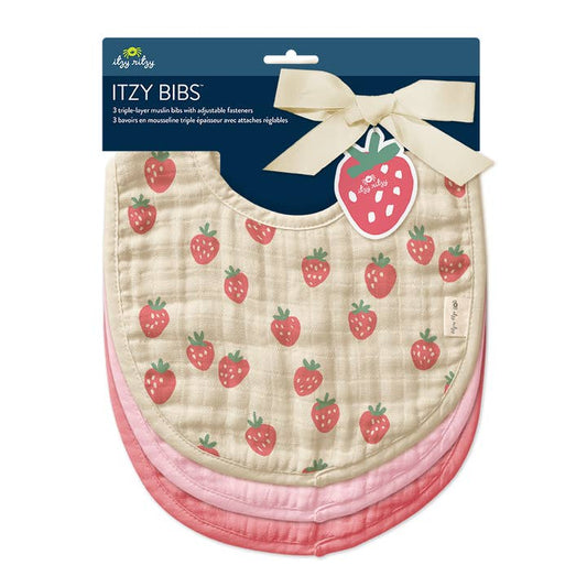 Itzy Bib 3 Pack- Strawberries & Cream