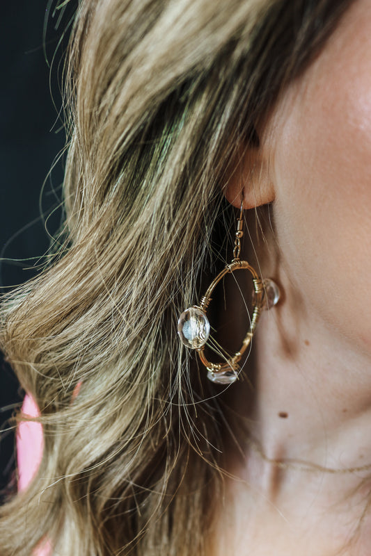 Gold Clear Stone Hoops