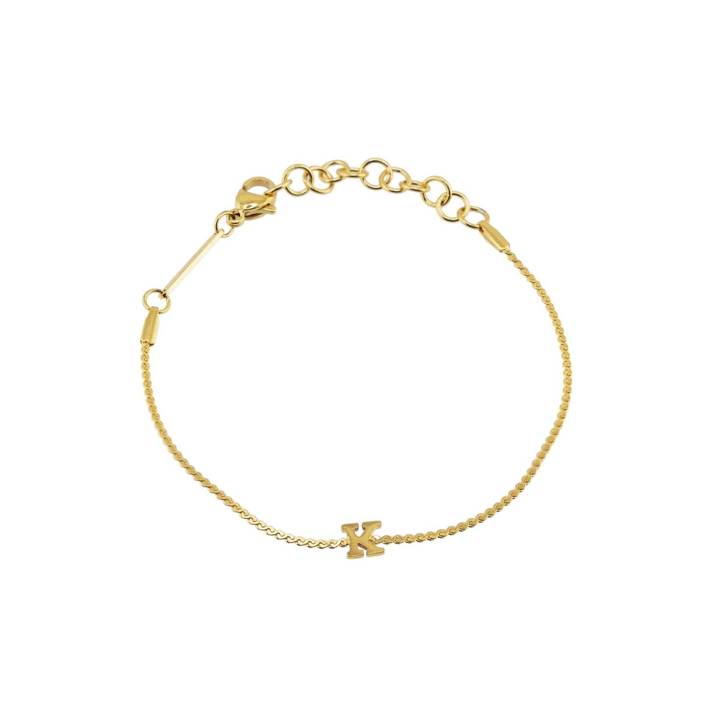 Gold Dainty Love Initial Bracelet - Waterproof