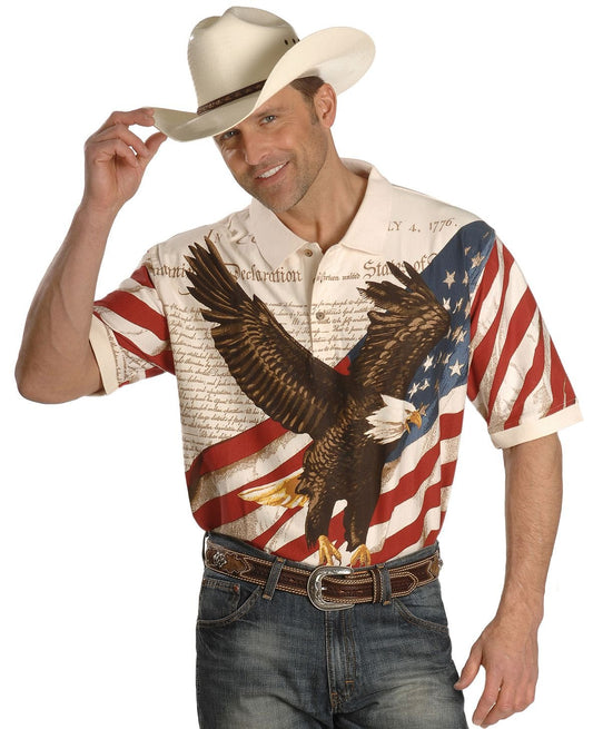 Lord Daniel Men's Eagle Soar Patriotic Flag Polo