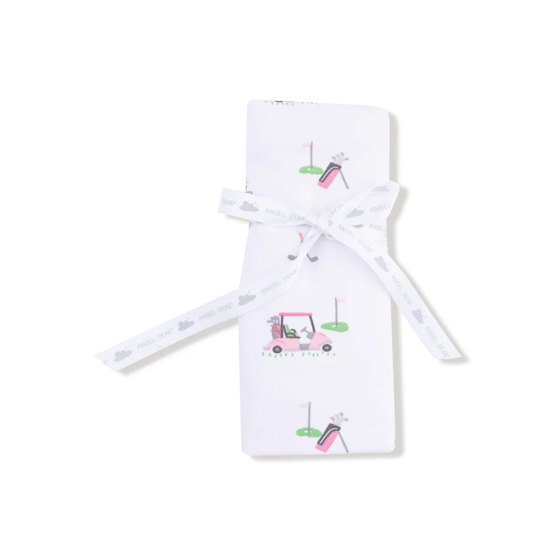 Golf Cart Pink Ruffle Burp Cloth