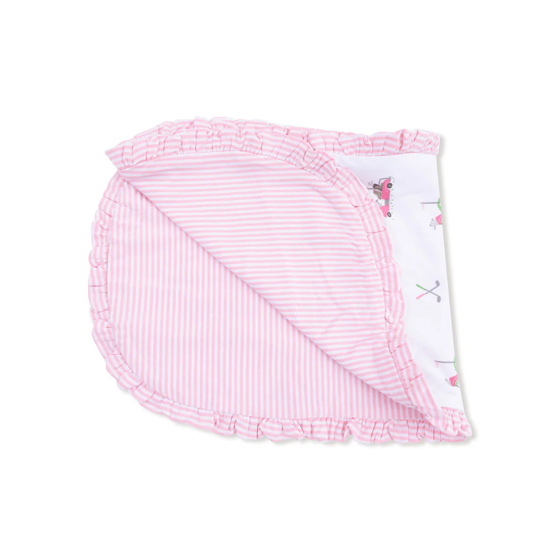 Golf Cart Pink Ruffle Burp Cloth