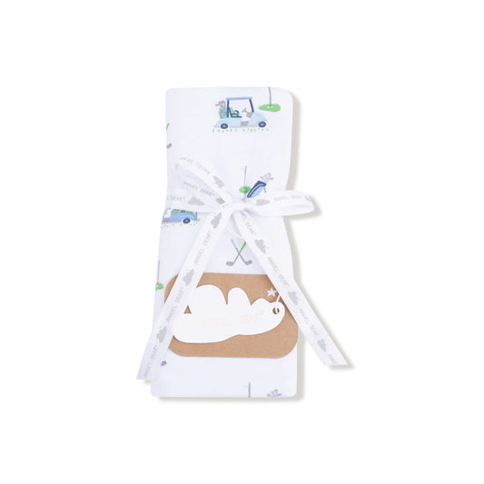 Golf Carts Blue 2 Ply Burp Cloth