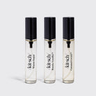 Kitsch Vanilla Vault trio vials in Warm Sugar, Rustic Vanilla and Caramel Cream, front labels