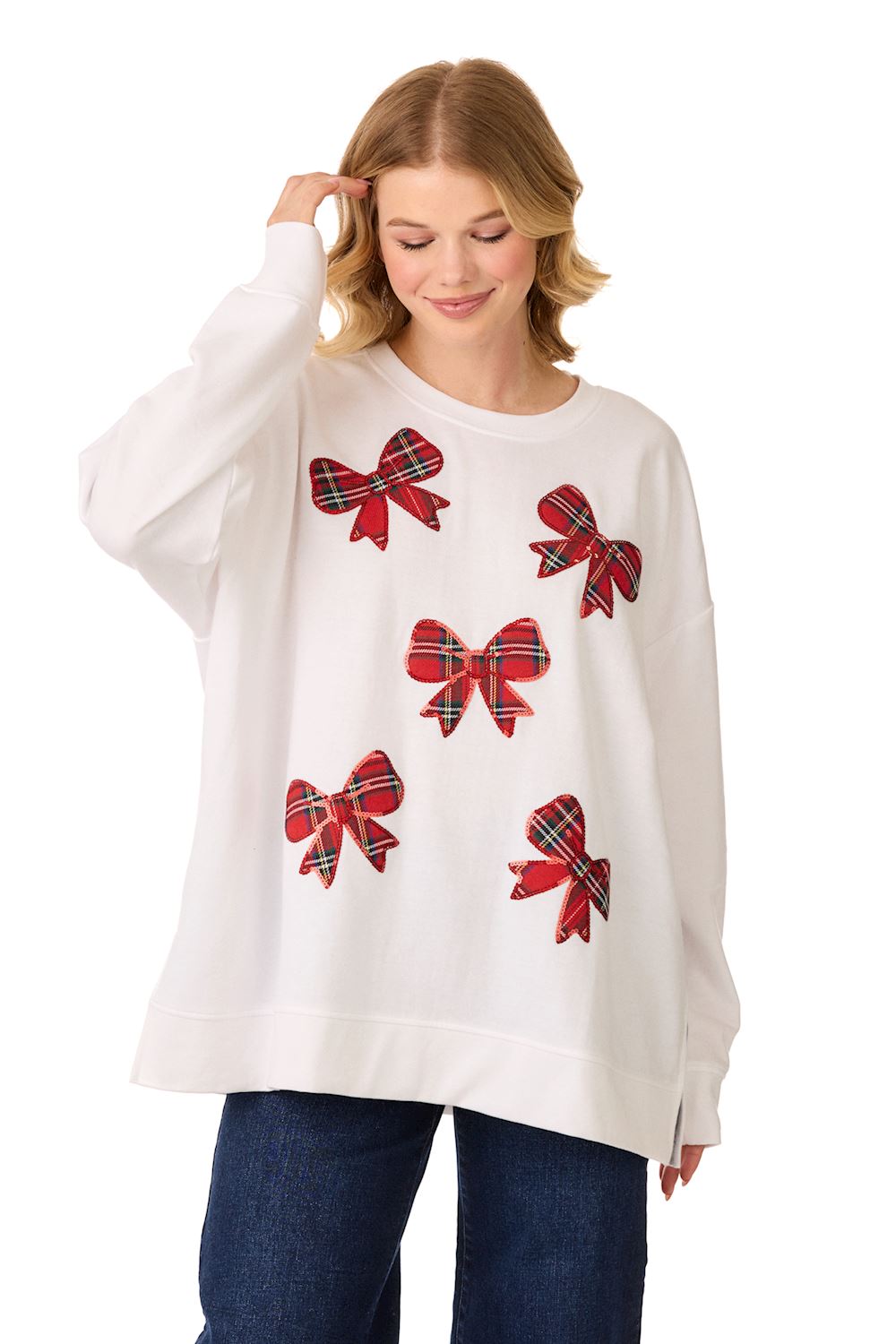Tartan Bow Sparkle Sweatshirt