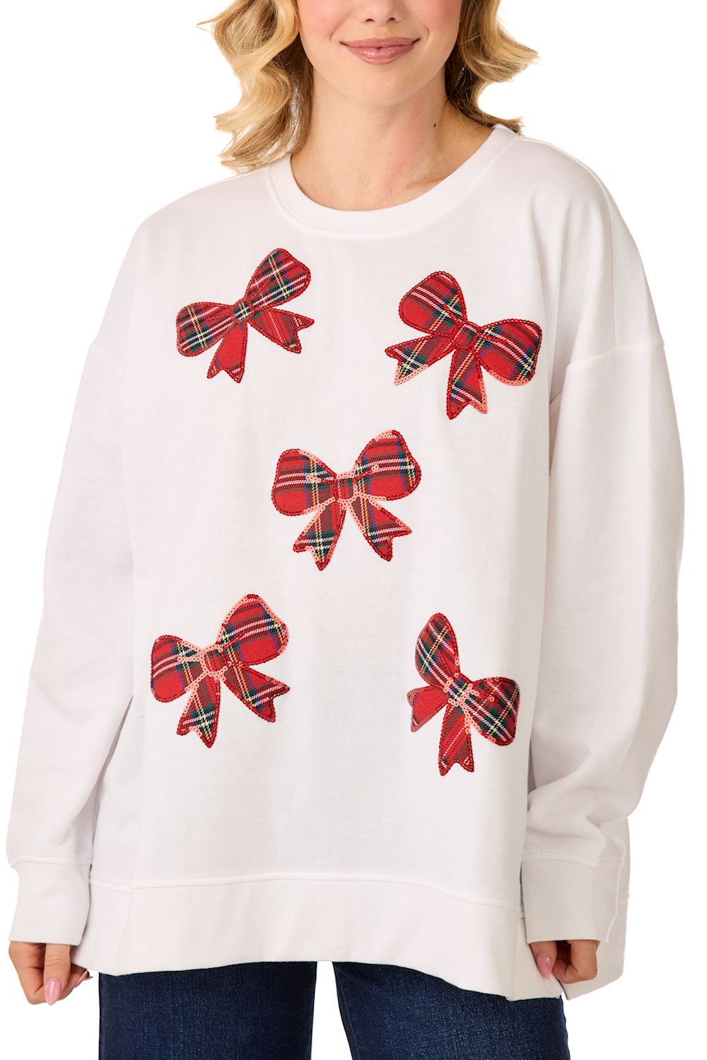 Tartan Bow Sparkle Sweatshirt