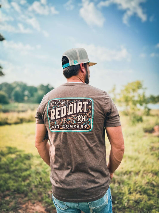 Red Dirt Hat Company Brown Tooled Leather Tee