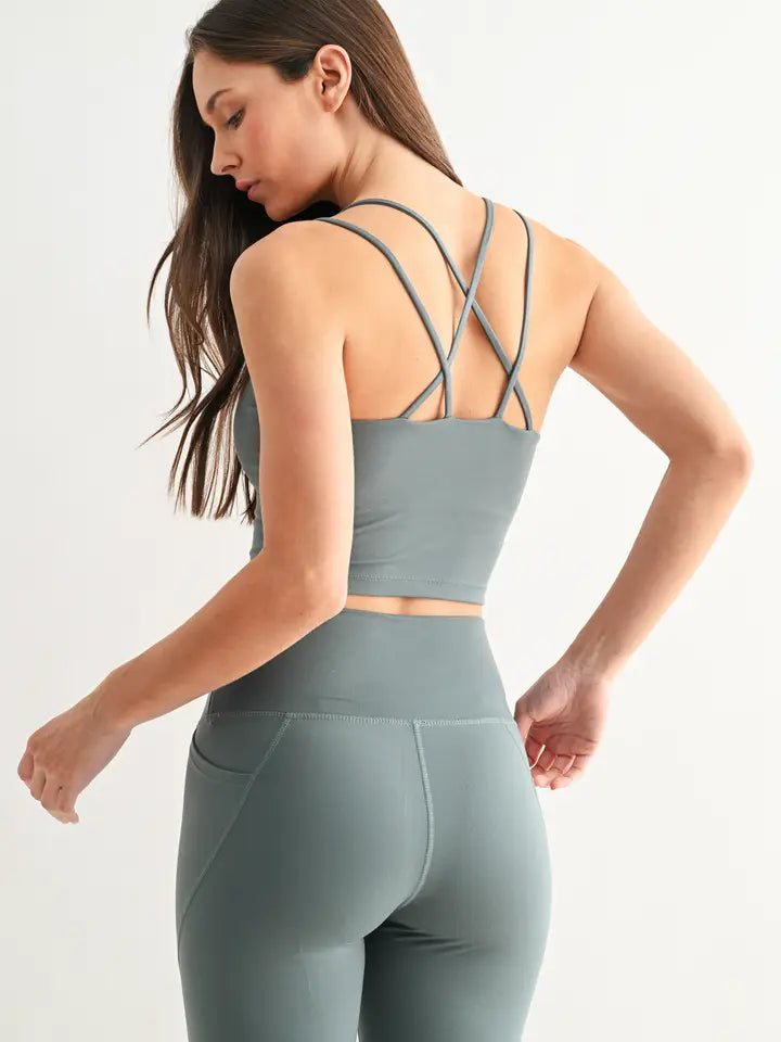Venice Cloud Eldergreen Light Criss-Cross Sports Bra