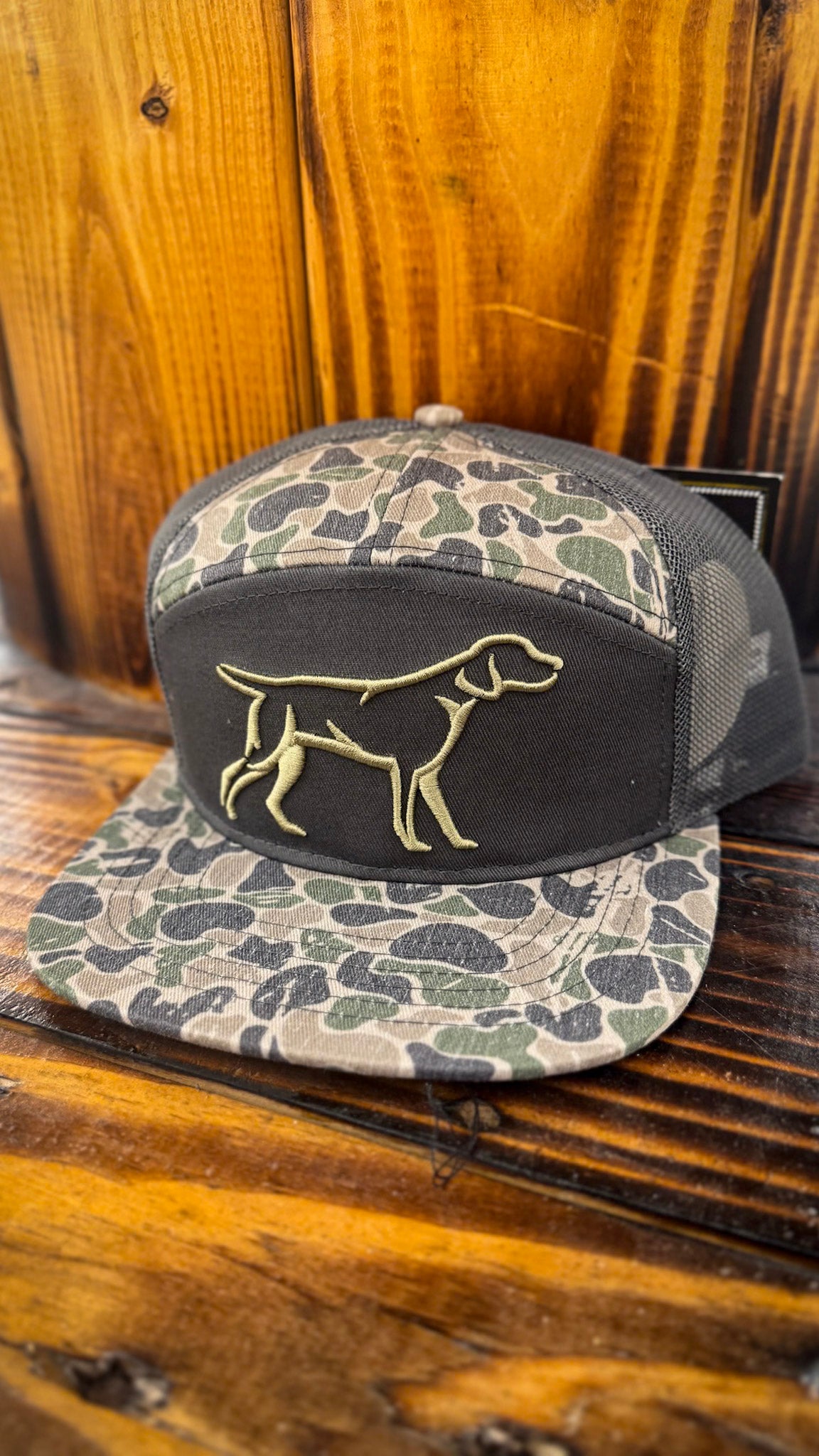 Mens Backwoods Camo 7 Panel Grey Hat