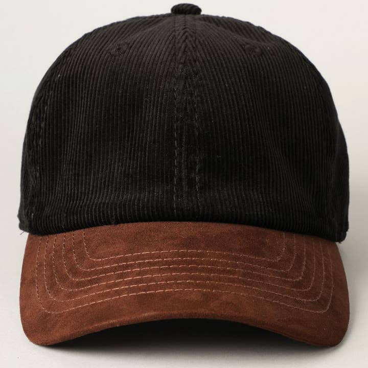 Black & Brown 2 Tone Corduroy Suede Hat