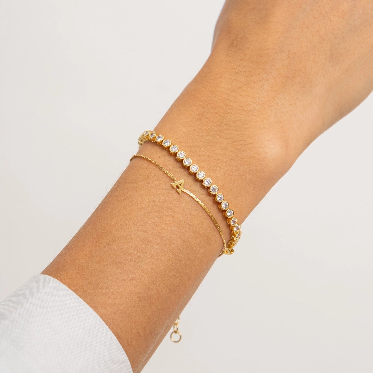 Gold Dainty Love Initial Bracelet - Waterproof