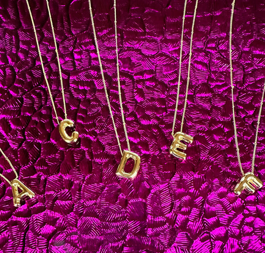 Gold Initial Bubble Necklace A