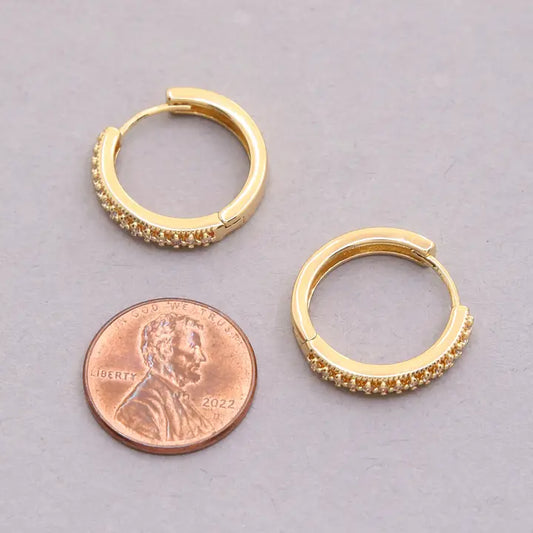 18K Gold Dipped Rhinestone Hoop Earring