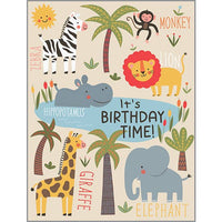 Birthday Greeting Card - Cute Jungle Animals-Kids
