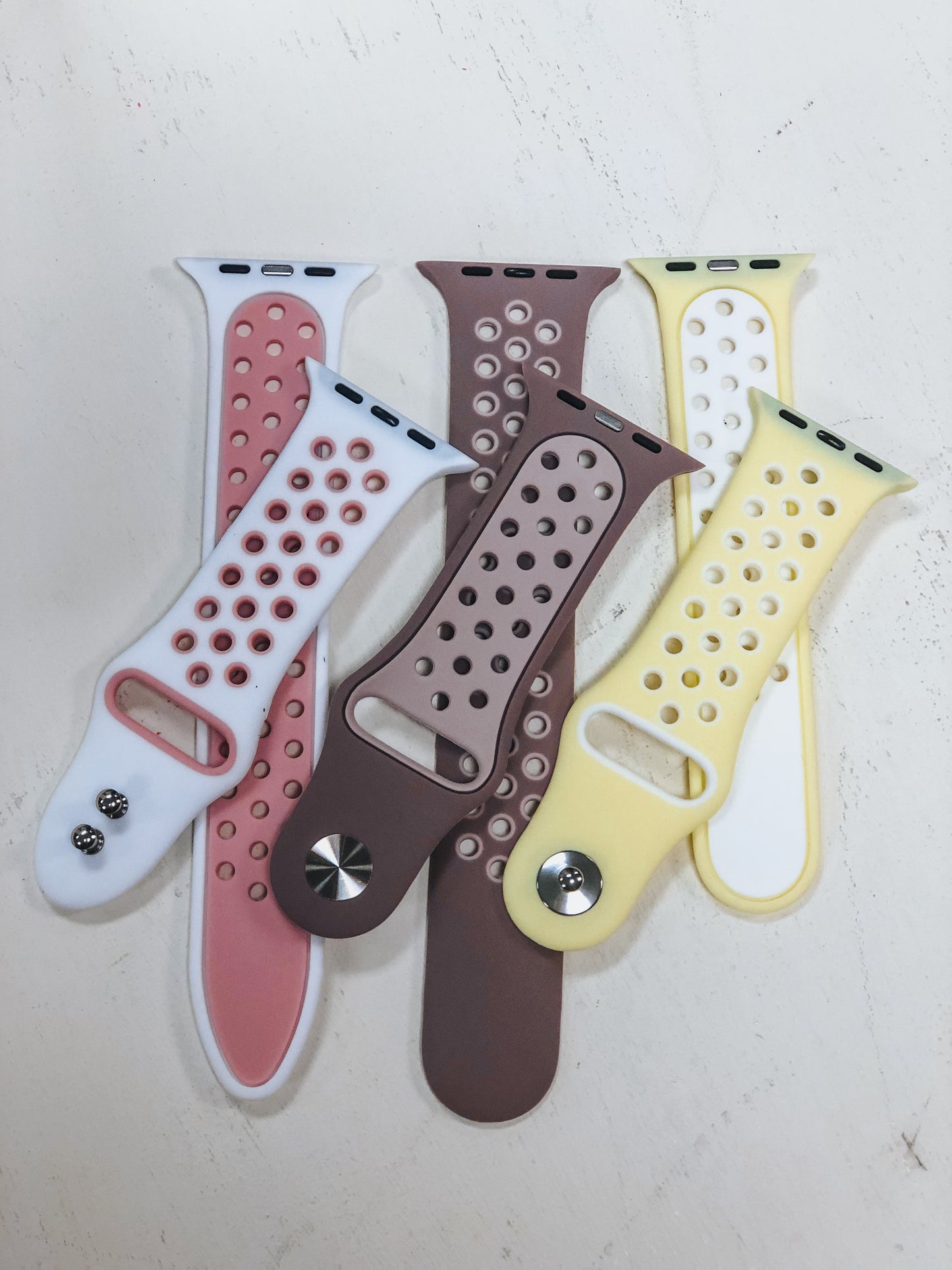 White Pink Silicone Watch Band