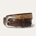 Stetson Ostrich Print and Croc Embossed Mens Belt | Cognac