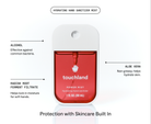Touchland Cranberry Fizz Power Mist ingredients graphic: alcohol, aloe vera, radish root ferment