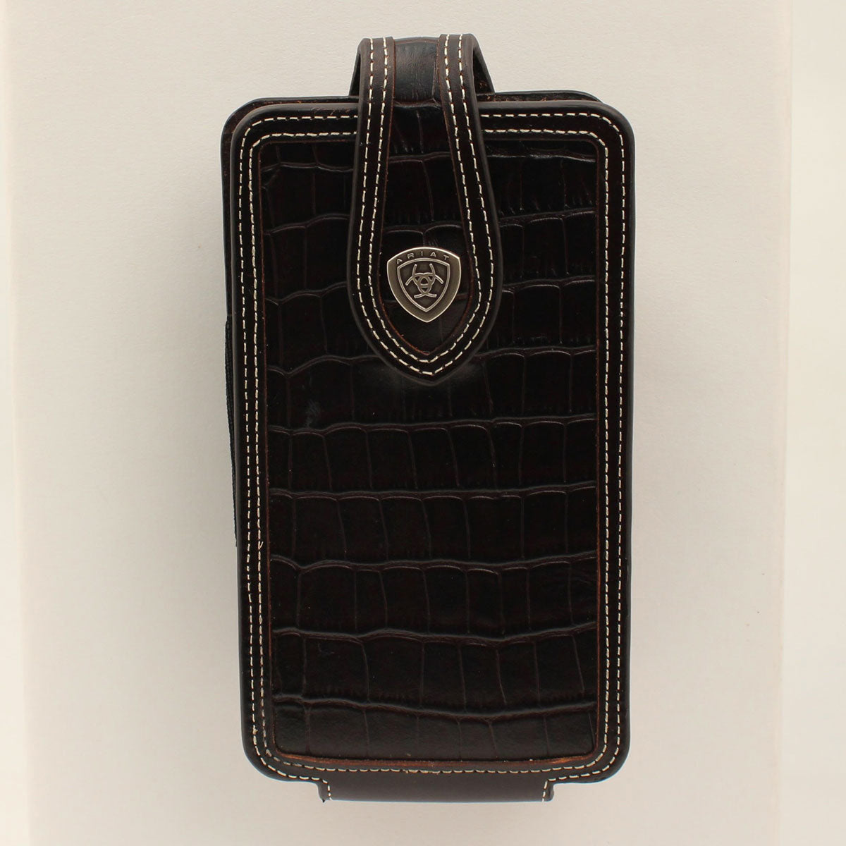Men's Ariat Leather Brown Crocodile Phone Case