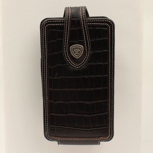 Men's Ariat Leather Brown Crocodile Phone Case