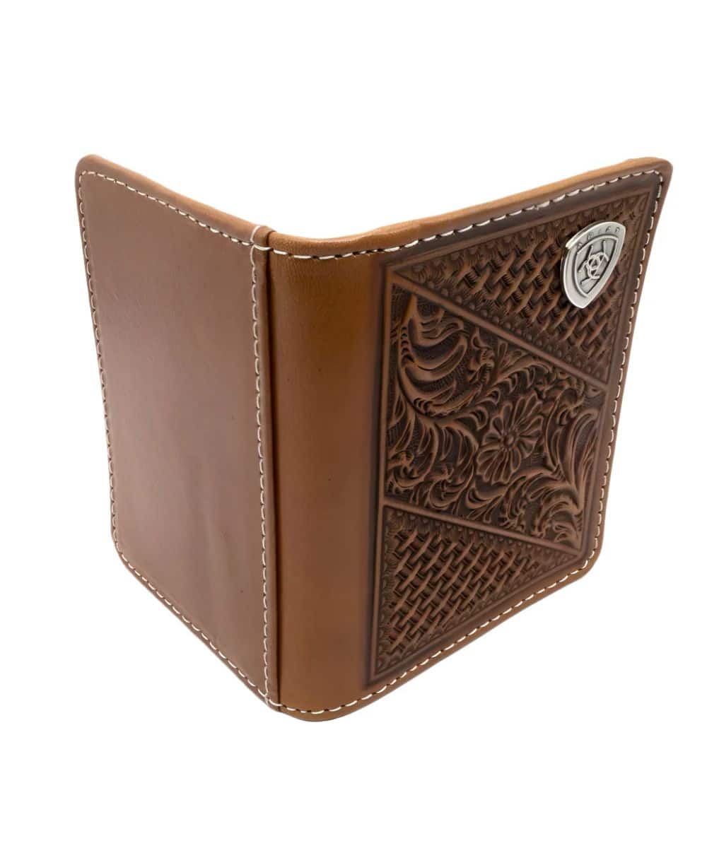 Ariat Men's Bifold Wallet With Floral and Basket Tooling