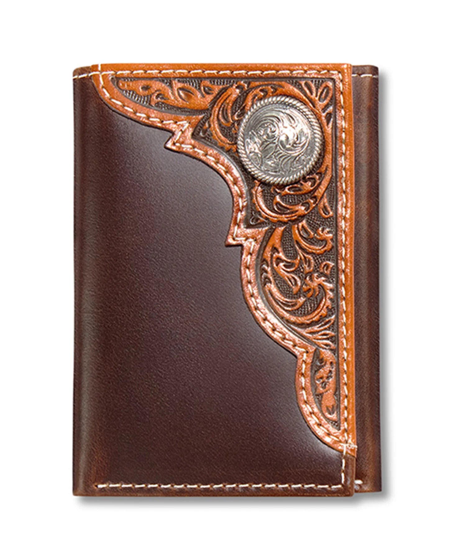Ariat Embossed Floral Corner Overlay Trifold Wallet