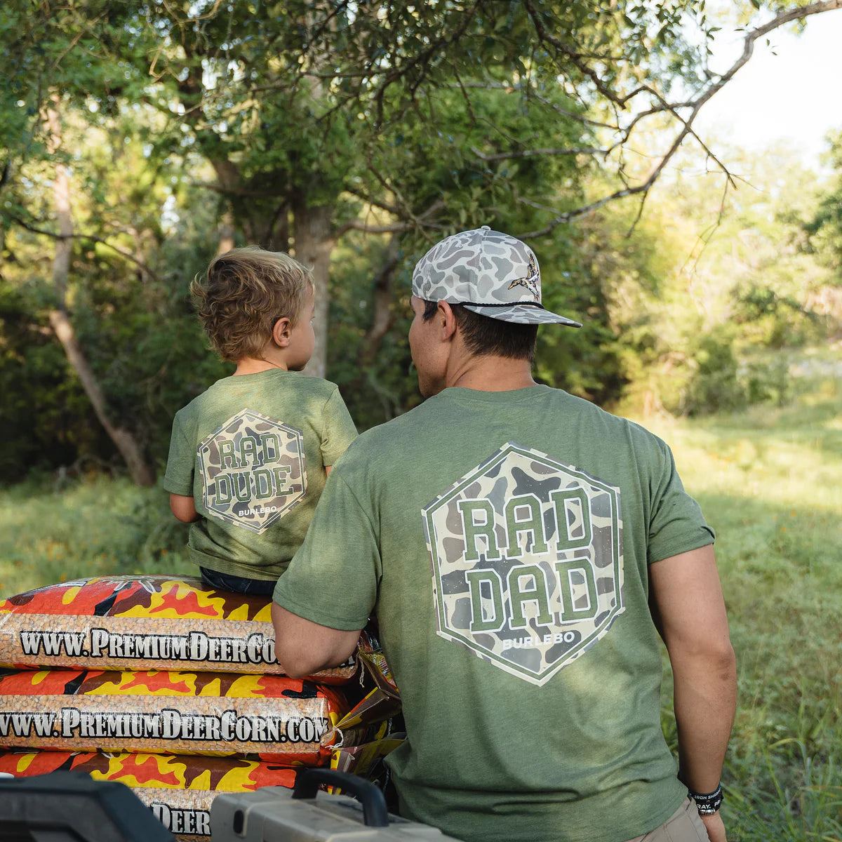 Boys Rad Dude Deer Camo Olive Green Burlebo Tee