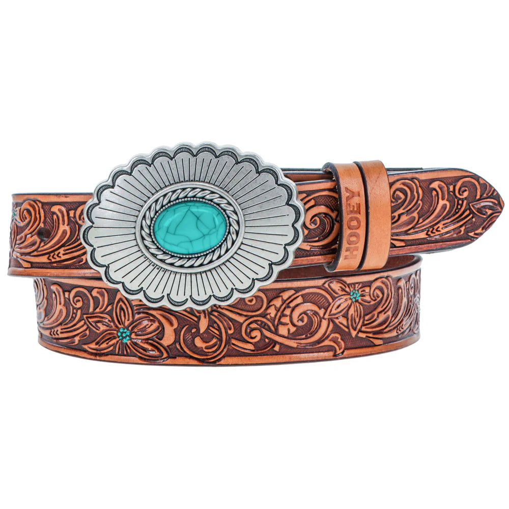 Hooey Youth Girls Medina Brown & Turquoise Floral Belt