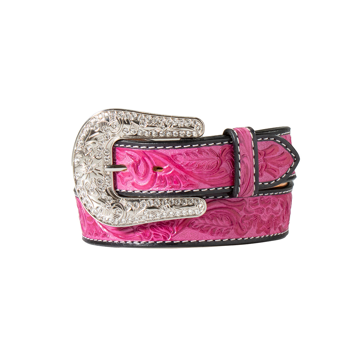 Pink and Silver Women\'s Belt Western Ladies Rhinestone Belt, Pink Leather, Cut Glass  main image 2