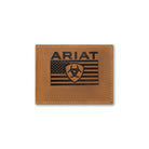 Ariat American Flag Embossed Brown Leather Bifold Wallet