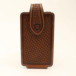 Men's Ariat Brown Leather Basketweave Phone Case