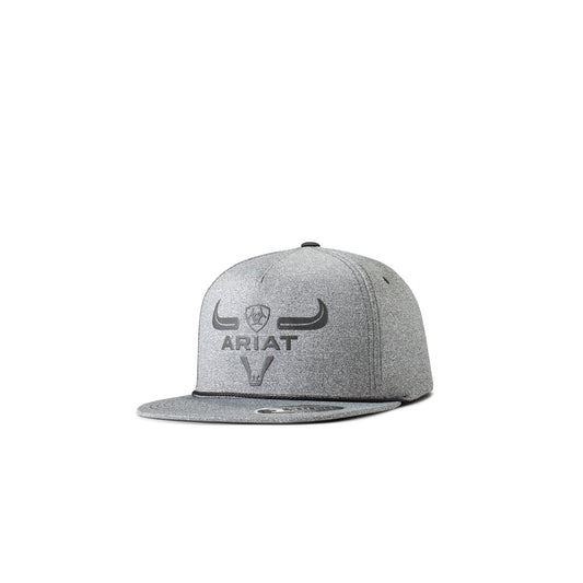 Ariat Flexfit 110 Cloth Longhorn Hat- Grey