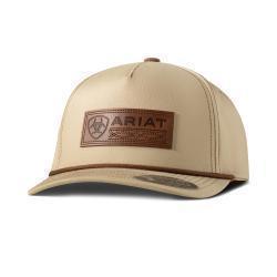 Ariat Men's Flexfit Faux Leather Patch Snapback 110 Cap- Khaki