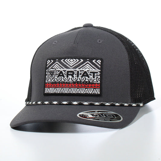 Ariat Mens Flexfit 110 Snapback Southwestern Rope Grey Hat