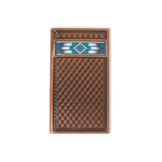 Ariat Men's Rodeo Southwestern Inlay Style Brown Wallet