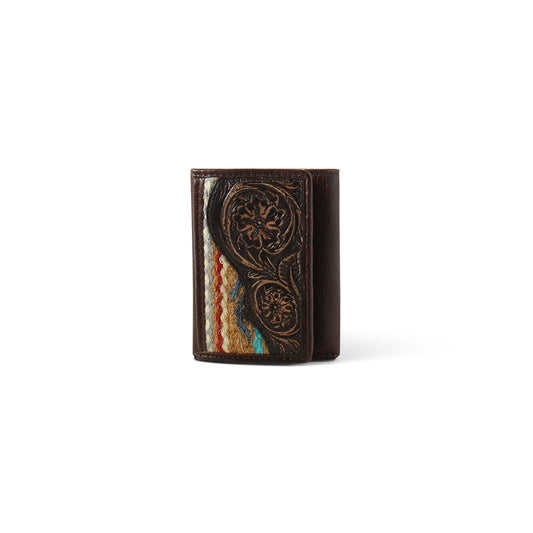 Ariat Tooled Rug Brown Trifold Wallet