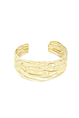 Gold Hammered Cuff Wide Bracelet