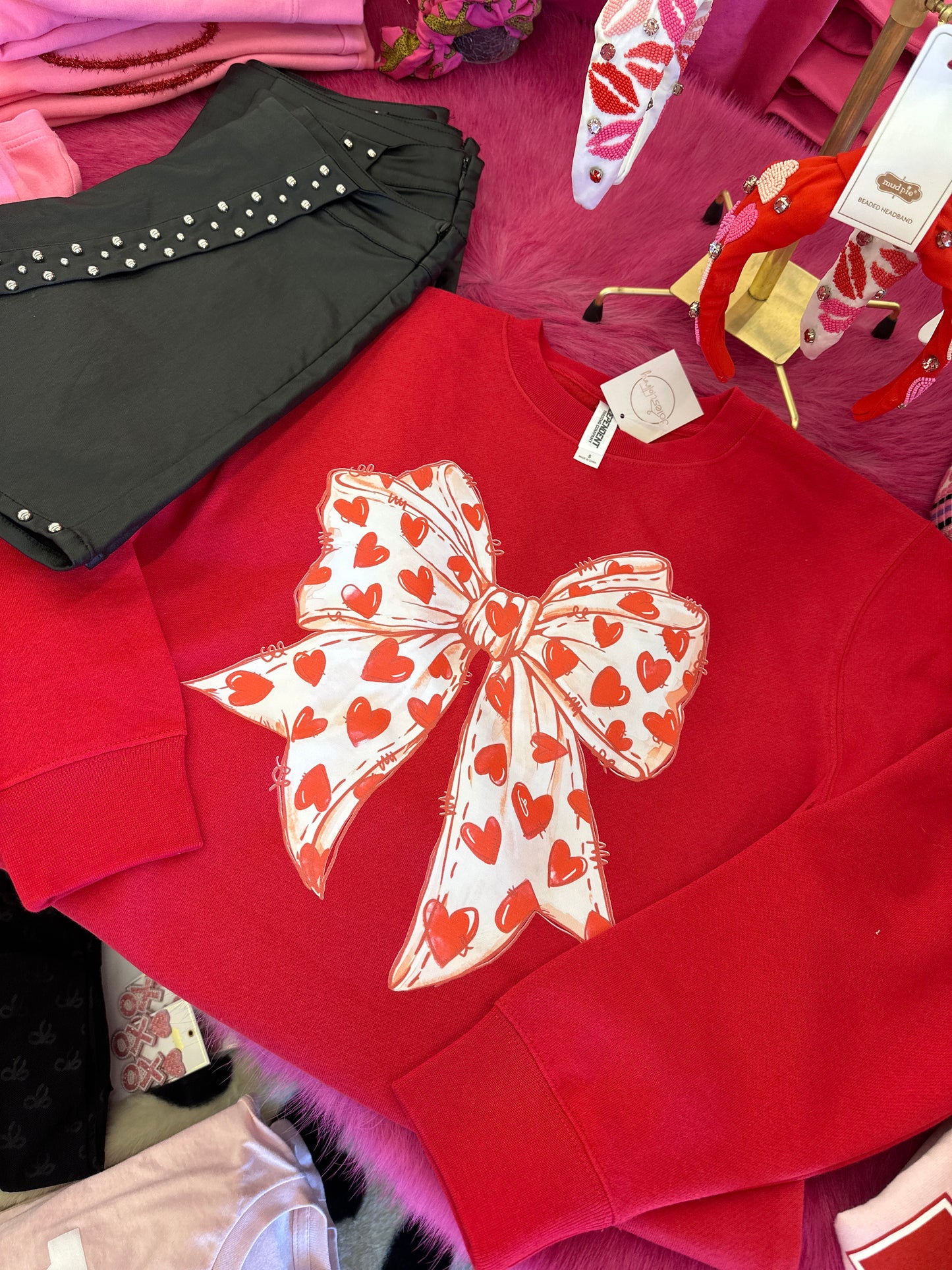 Red Bow Heart Sweatshirt